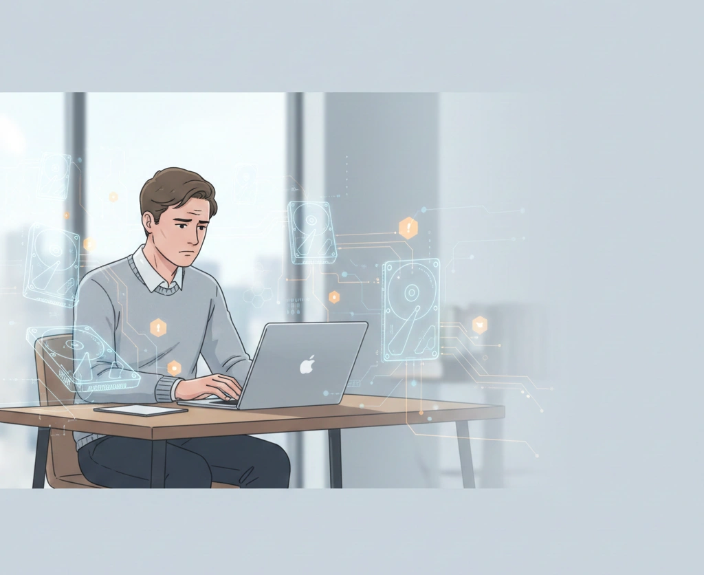 Person concerned about data loss